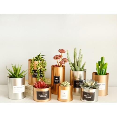 Metal Flower Pot Succulent Iron Storage Container Metal Crafts Decorative Garden Artificial Flower Pot Rose Gold Silver Black 27