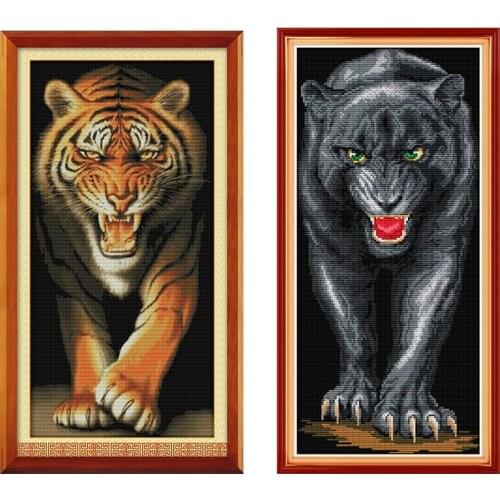 Animal Tiger Pattern Printed Cross Stitch Kit DIY Manual Needlework Kit 14CT 11CT Chinese Cross Stitch Home Decoration Painting