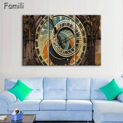 Night View of Prague Castle 3 Panels Wall Art Canvas Paintings Wall Decorations Artwork Giclee Wall Artwork Home Decor