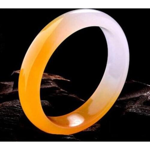 Natural yellow Jade Bracelet Bangle Jewellery Fashion Accessories Woman Lucky Amulet 58-62mm