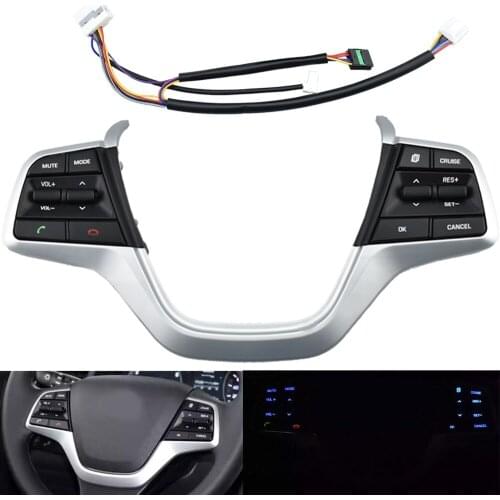 Brandnew Steering Wheel Button For Hyundai Elantra 2016-2019 1.6L Buttons Bluetooth Phone Cruise Control Volume with Backlight