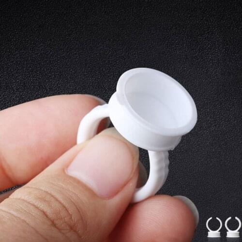 New 10 pieces Disposable Glue Holder White Plastic Holders Eyelash Extensions Kit Makeup False Eyelashes Ring for Glue