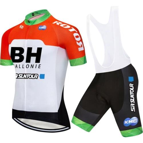 Orange 2021 Burg TEAM Bicycle Short Sleeve Maillot Ciclismo Hombre BH Cycling Jersey Kits Summer Cycling Clothing Sets 20D