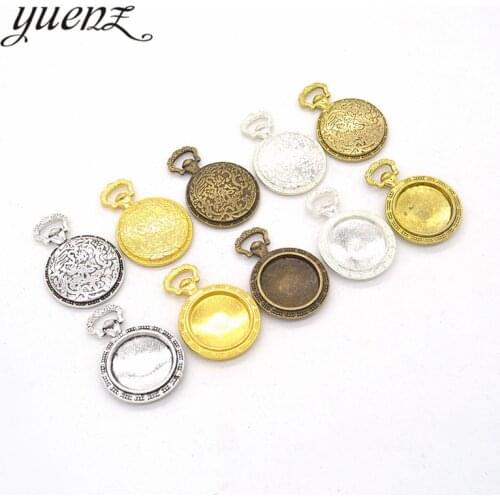 YuenZ 2pcs 5 Colors Necklace Pendant Setting Cabochon Base Tray Bezel Blank Fit 19*19mm Phenotype Cabochon Jewelry Making C03