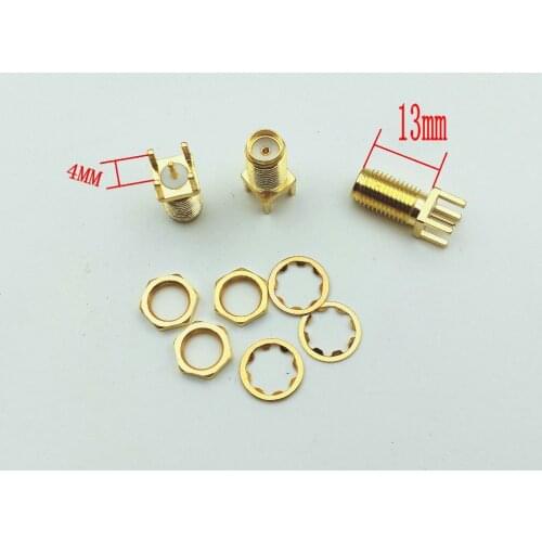 100Pcs 13mm SMA female jack Panel Mount PCB Straight Solder RF Coax connector