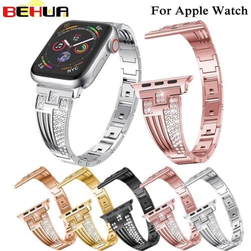 Bling Stainless Steel Strap for Apple Watch Band Series 4/3/2/1 38mm 42mm Metal Sport Watchband for iwatch series 4 40mm 44mm