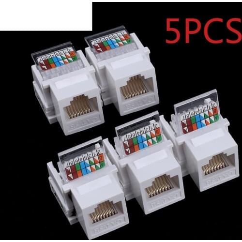 5pcs Tool-free CAT5E UTP network module RJ45 connector Information socket Computer Outlet cable adapter Keystone Jack FOR AMP