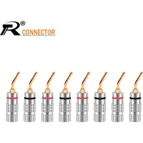 8PCS 2mm Banana Plug Gold Plated Speaker Cable Pin Angel Wire Screws Lock Connector For Musical HiFi Audio