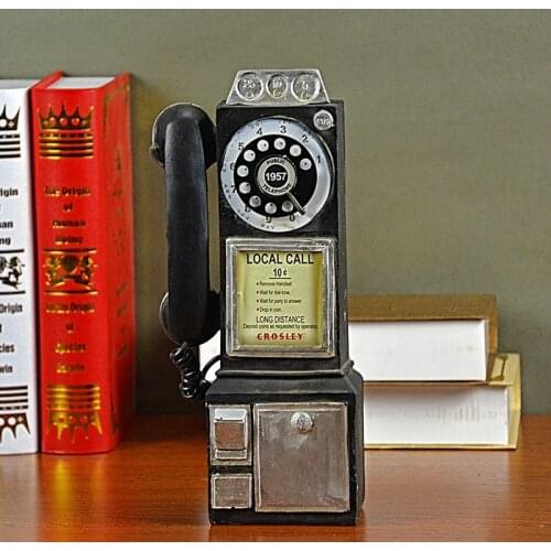 RETRO TELEPHONE STATUE PHONE MINIATURE FIGURINE ART SCULPTURE RESIN ART&CRAFT WALL HANGING HOME DECORATION ACCESSORIES R163