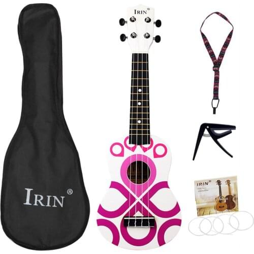 21inch Ukulele Fashion Knot Pattern Basswood Ukelele 4 Strings Musical Instrument with Bag+Strap+String+Capo Kids Music Toy