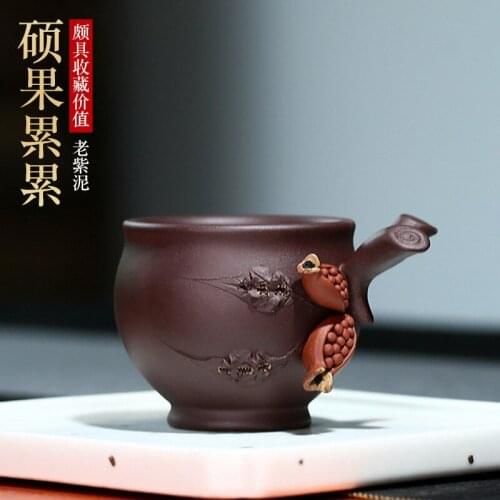 Yixing undressed ore old purple clay kung fu tea set fruits sample tea cup masters cup koubei wholesale and custom agent
