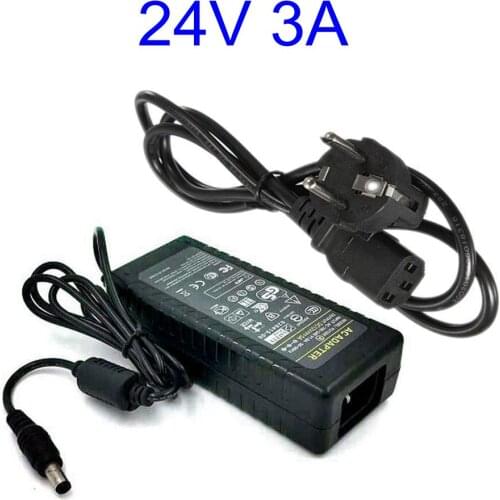 24V 3A AC DC Adapter Charger For 5050 3528 LED Light CCTV 24V3A 72W Switch Power Supply 5.5*2.5/2.1mm With AC Cable Cord