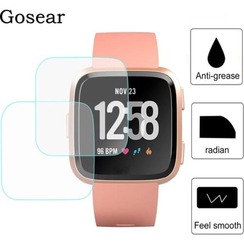Gosear 2 PCS Full Cover Temper Glass Watch Screen Protector Film High Definition For Fitbit Fit Bit Versa Smart Watch Accessory
