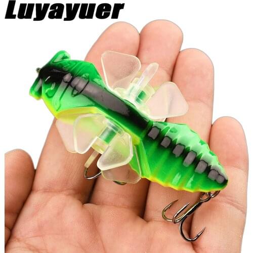 1Pcs Water Surface Wave Climbing Fly Tying Bionic Bait 7.5cm 14g Rotating Propeller Hard Bait Whopper Plopper Pesca