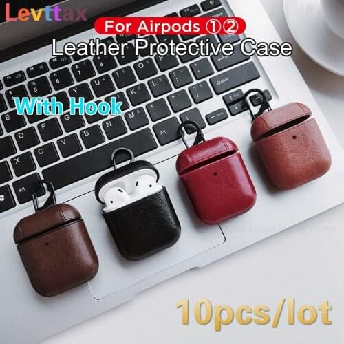 10Pcs/lot Luxury Fashion Leather Cover Storage Earphone Portable For Air Pods Pro Charging Box Anti-Lost Case For Airpods 1 2