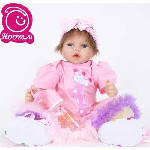 18'' Realistic Bebe Reborn Babies Mohair True Lifelike Newborn Baby Dolls For Children Birthday Gifts Toddler Toys Sale 45 CM