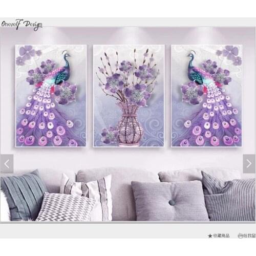 2019New Style 5D DIY Diamond Painting Embroidered Pink Peacock Diamond Painting Cross Stitch Home Decor Accessories Wall Sticker
