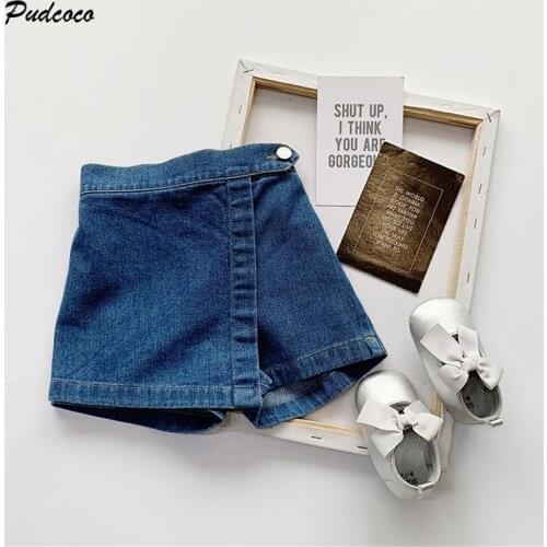 2020 0-5Y Kids Denim Shorts Baby Summer Clothing New Baby Girls Irregular Shorts Pants Kid Light Blue Denim Shorts Elastic Waist