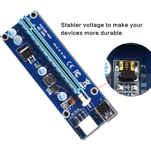3-PCS 6 pin Pcie Riser, PCI-E Riser 1X to 16X Riser Card 164P / 60cm USB 3.0 Extender Riser Adapter Graphics Card Ming ETH