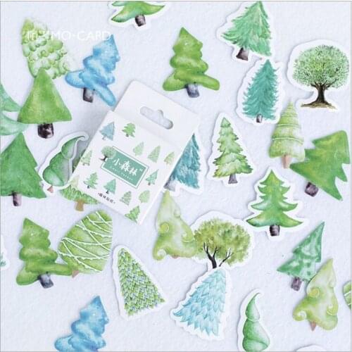 45Pcs/pack Green Forest Plants Bosk Decorative Planner Stickers DIY Diary Scrapbooking Phone Index Seal Stickers