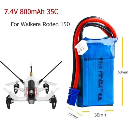 7.4V 800mAh 35C 2s LiPO battery EC2 plug For Walkera Rodeo 150 RC Quadcopter RC model Lipolymer power pack
