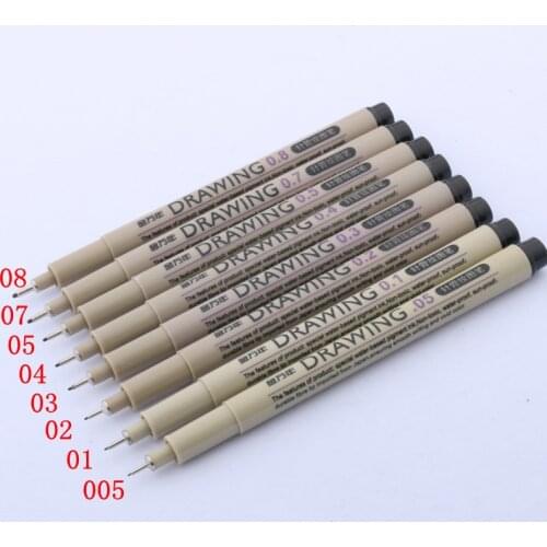 8pc Micron Pen Needle pen hand drawing Art Marker Fineliner pen Micron Drawing Pen waterproof Stationery Office Supplies
