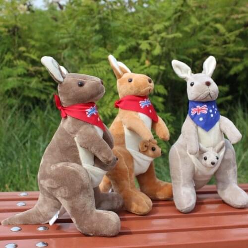 Australia kangaroo plush toy, about 30cm cartoon kangaroo with scarf,soft pillow toy surprised birthday gift h2960