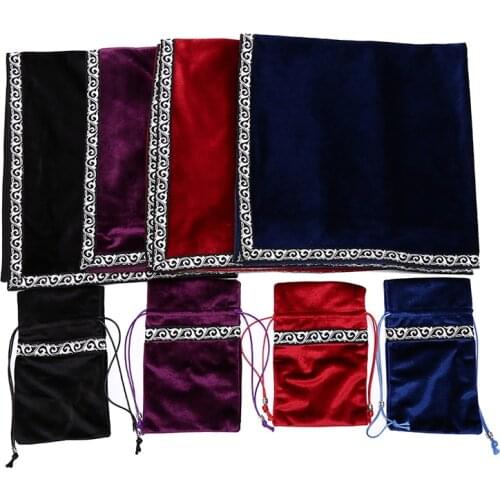 2PCS/Lot Velvet Retro Tarot Cards Bag Party Table Cloth Board Game Tablecloth Divination