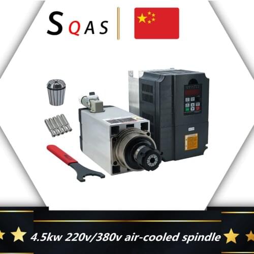 Free shipping CNC spindle motor 4.5kw 380V/220V air-cooled spindle motor chuck nut ER32 for CNC milling machine