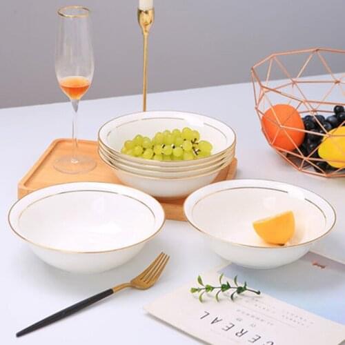 6 Piece Bowl Bone china Phnom Penh 4.5 Inch Rice Bowl Pure White Ceramic Bowl Set Home Kitchen Accessories Housewarming Gift