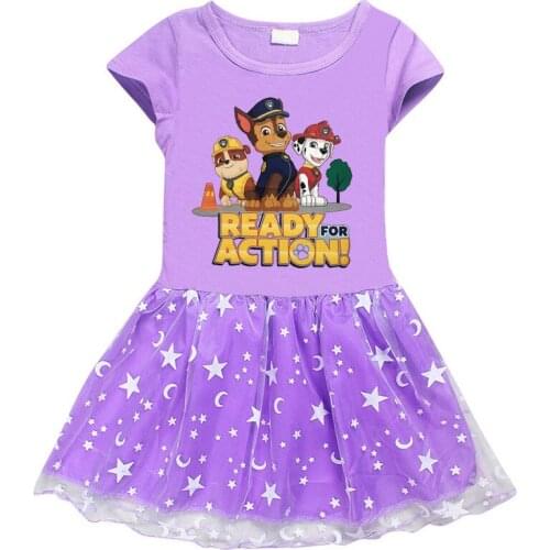 PAW PATROL Kids Dresses for Girls Princess Dress Girls Short Sleeve Party Vestidos Baby Girl Children Clothing
