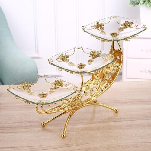 European luxury home multi-layer fruit plate ktv double-layer glass fruit plate creative three-layer candy plate dishes