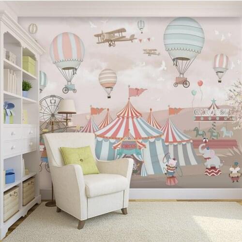 Custom Mural Wallpaper Cartoon Balloon Amusement Park Childrens Room Background Wall Painting