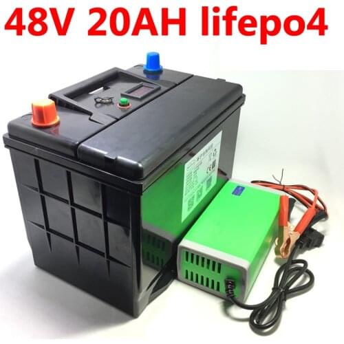GTK waterproof 48V 20AH LiFePO4 battery with BMS 16S 51.2V for 2000w electric bike scooter Tricycle 2000 cycles + 5A charger
