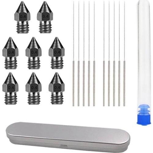 3D Printer Cleaning Tool Set 0.4mm MK8 Hardened Steel Nozzle Cleaning Needle Combination with Storage Box