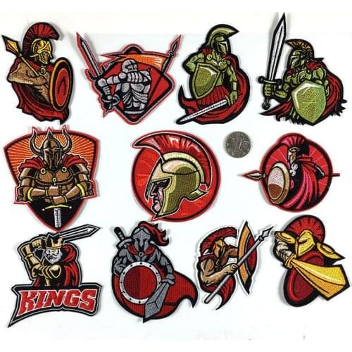 King of war Spartacus knight Badge Embroideried Iron On Patches For Clothing Patches For Clothing Diy Ironing Stickers Patch