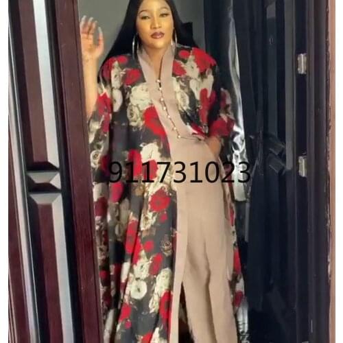 Two Piece Set Women Africa Clothes African Dashiki New Fashion 2 Piece Suit Long Tops + Wide Pants Party Plus Size For Lady