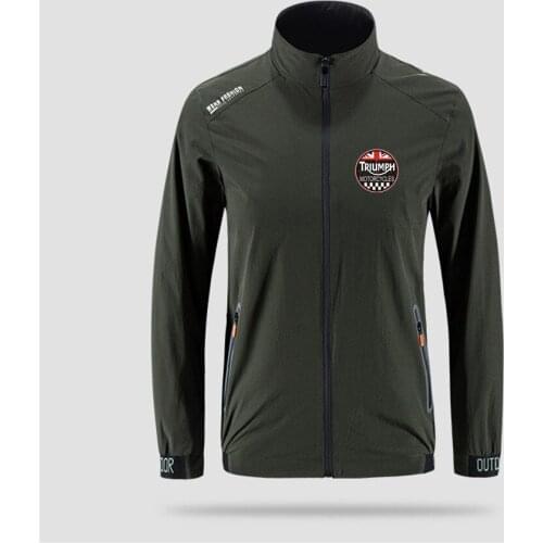 Triumph Motorcycle Old Vintage Slim sport Outdoor zippered comfortable Soft jacket mens casual Front printing Asian size