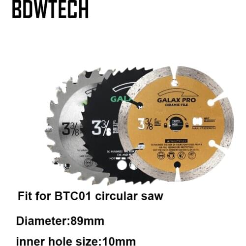 Free shipping 89MM Saw Blade for BDEWTECH BTC01 circular Saw 89x10mmx24T