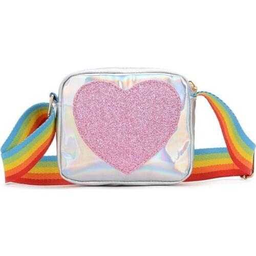 Rainbow Love Mini Coin Purse Lovely Little Girls Childrens Small Square Shoulder Bags PU Leather Baby Boys Kids Crossbody Bag