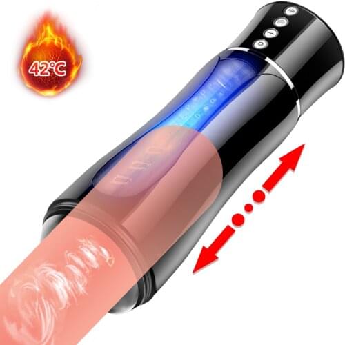 Male Spray Masturbation Cup Automatic Heating Vibrating Deep Vagina Masturbator Airplane Cup Pocket Pussy Blowjob Erotic SexToys