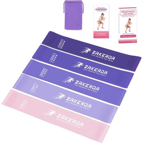 Set Of 5) Purple Gradient Tension Band Yoga Fitness Resistance Band