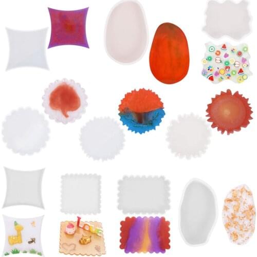 Irregular Mini Puzzle Cup Mat Epoxy Resin Coaster Plate Mould Dried Flower Silicone Molds Handmade DIY Resin Jewelry