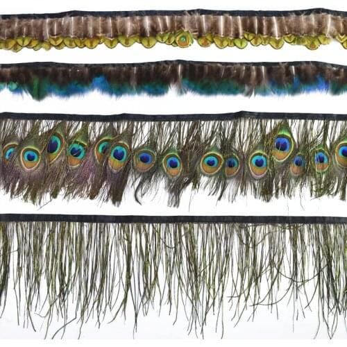 5Meter/10Meters Peacock Feather Trim Peacock Eye Feathers Fringe Ribbon Feathers for Crafts Carnival Wedding Feathers Decoration