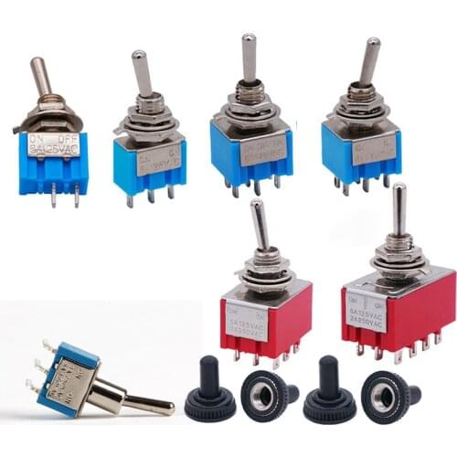 6mm Switches Miniature Toggle Switch Single Pole Double Throw Mini Waterproof Cap Smart Micro Electronic Gadgets ON-OFF-ON 6A