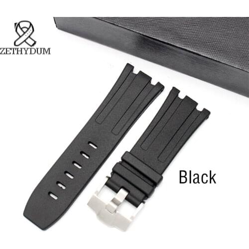 Rubber watchband silicone watchstrap 28mm strap black watch band for ap 26165IO 15703ST watch strap