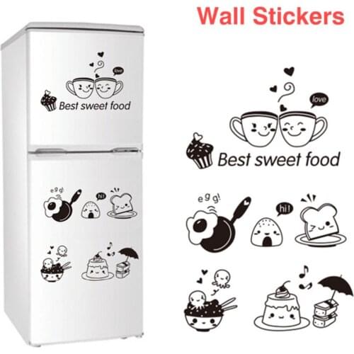 Removable Wall Stickers Room Wall Decoration Restaurant Kitchen Happy Western Fridge Coffee Stickers For Living Room Bedroom