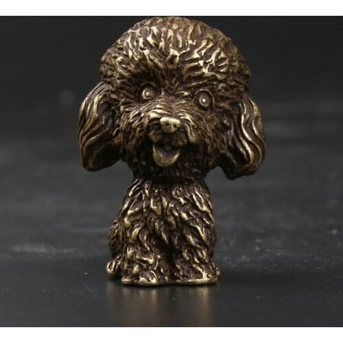 39MM/1.5"Collect Curio Rare Chinese Fengshui Small Bronze Exquisite Lovely Animal 12 Zodiac Year Dog Teddy Dog Mini Statuary 81g