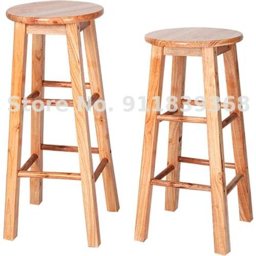 Solid Wood Stool Bar Stool Milk Tea Shop High Stool Household Simple High Chair Bar Stool Photo Nordic Bar Chair