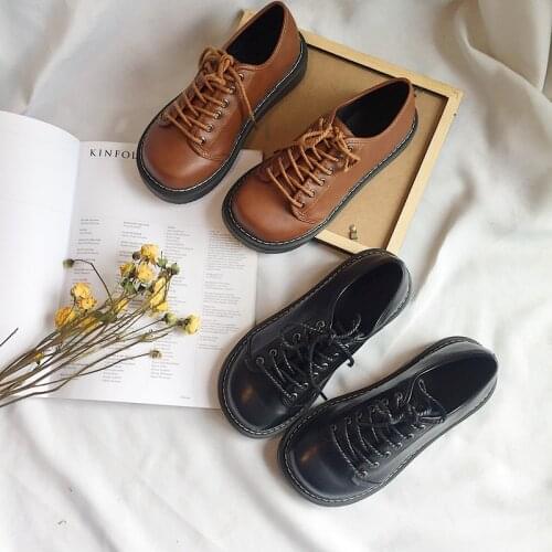 British low-top Martin shoes big head doll round head single shoes Japanese Harajuku style leather shoes women flat shoes
